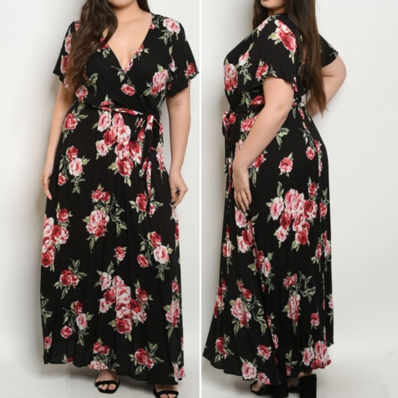 Trend Setter Diva Boutique Dresses & Skirts - FLORAL BLACK MAXI DRESS